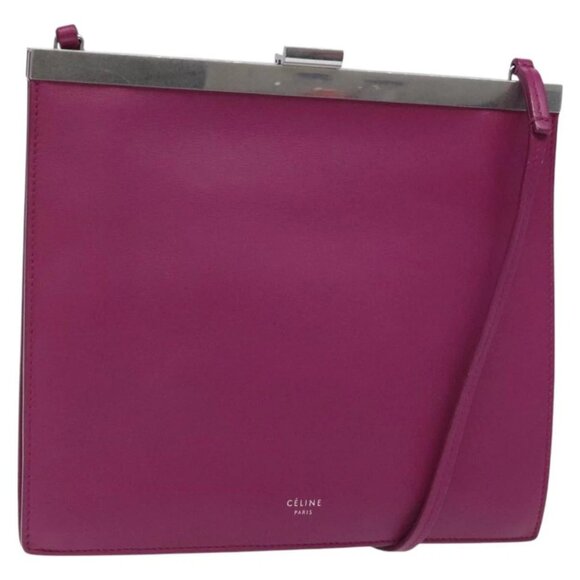 CELINE Shoulder Bag Leather Purple Auth 120524 - Picture 1 of 16